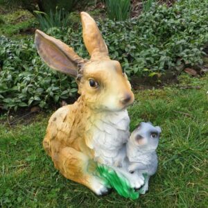 Hasenfigur mit Jungem für Osterdeko, 40 cm hoch 2