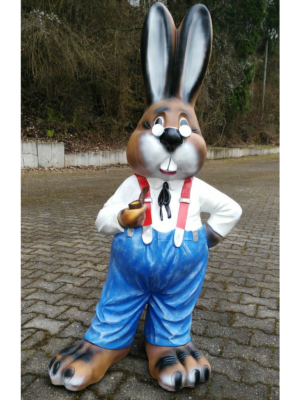 Riesiger Osterhase mit Kleidern und Pfeife, 135 cm hoch