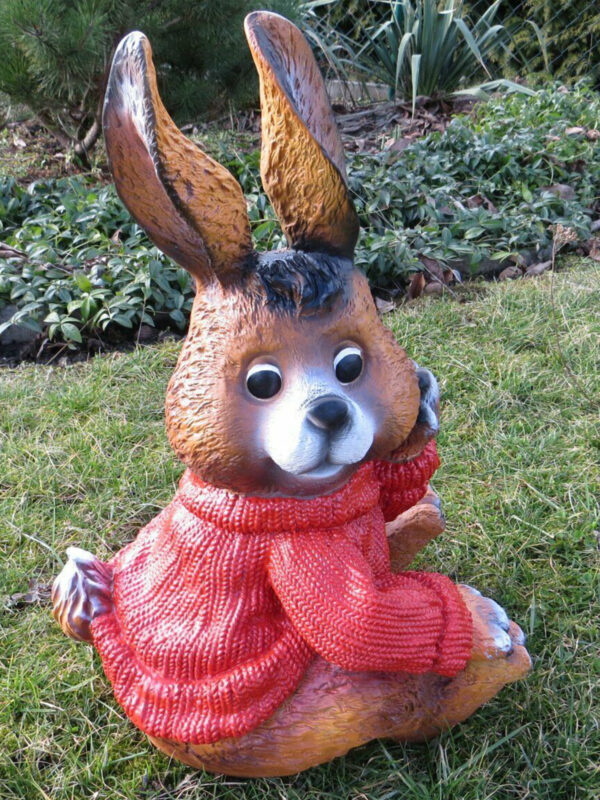 Hasenfigur mit Pulli für Osterdeko, 50 cm hoch 2