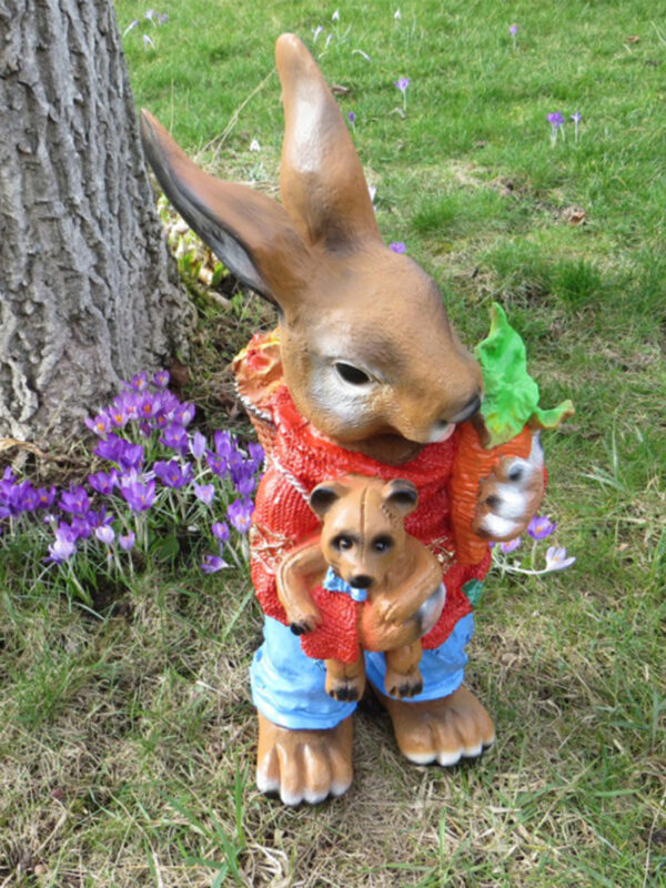 Osterhase mit Teddybär und Rüebli, 54 cm hoch