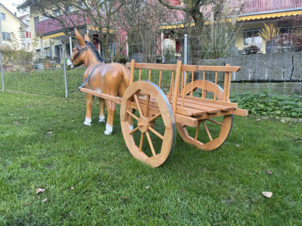 Esel Dekofigur mit Wagen 1-Achser, braunes Tier, 180 cm lang 8