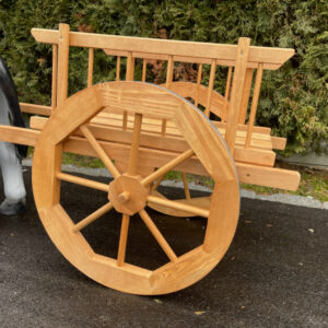 Deko Esel mit Wagen 1-Achser, graues Tier, 180 cm lang 5