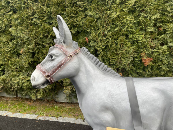 Esel Gartendeko mit Wagen 1-Achser, mit Kutscher, 180 cm lang 7