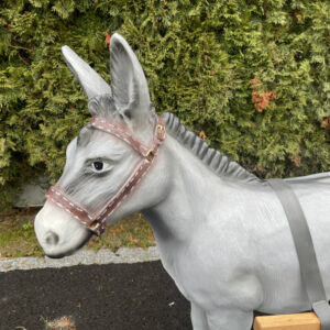 Deko Esel mit Wagen 1-Achser, graues Tier, 180 cm lang 6
