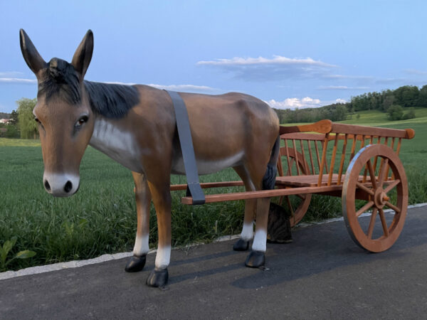 Deko Esel lebensgross mit Wagen 1-Achser, 260 cm lang 6