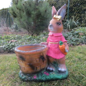 Hasenfigur Deko: Häsin mit Blumentopf, 45 cm hoch - Image 2