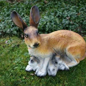 Gartenfigur Hasenweibchen mit 3 Jungen, 35 cm hoch 4