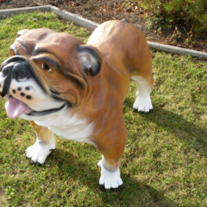 Englische Bulldogge Dekofigur für den Garten, 90 cm lang