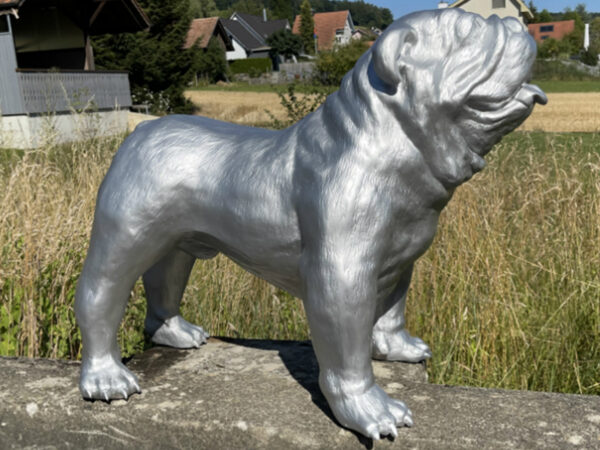 Englische Bulldoggenfigur in Silber oder individuell, 90 cm lang 4