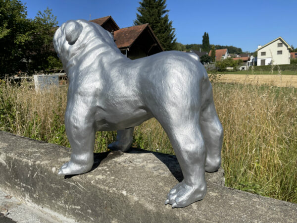 Englische Bulldoggenfigur in Silber oder individuell, 90 cm lang 6