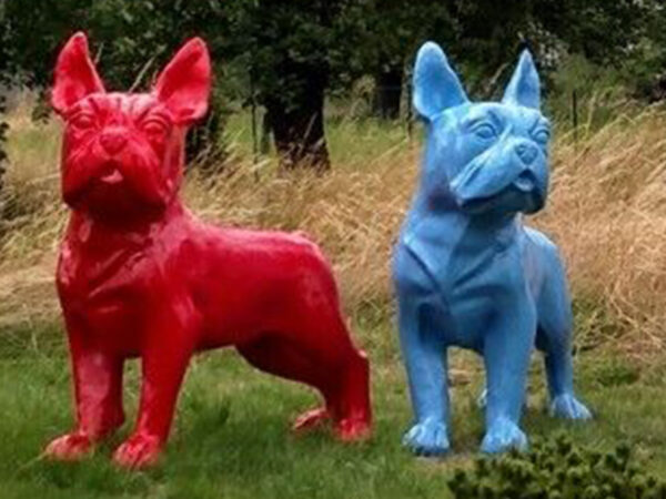 Französische Bulldogge XXL, rot, blau, Autolack, 175 cm hoch 2