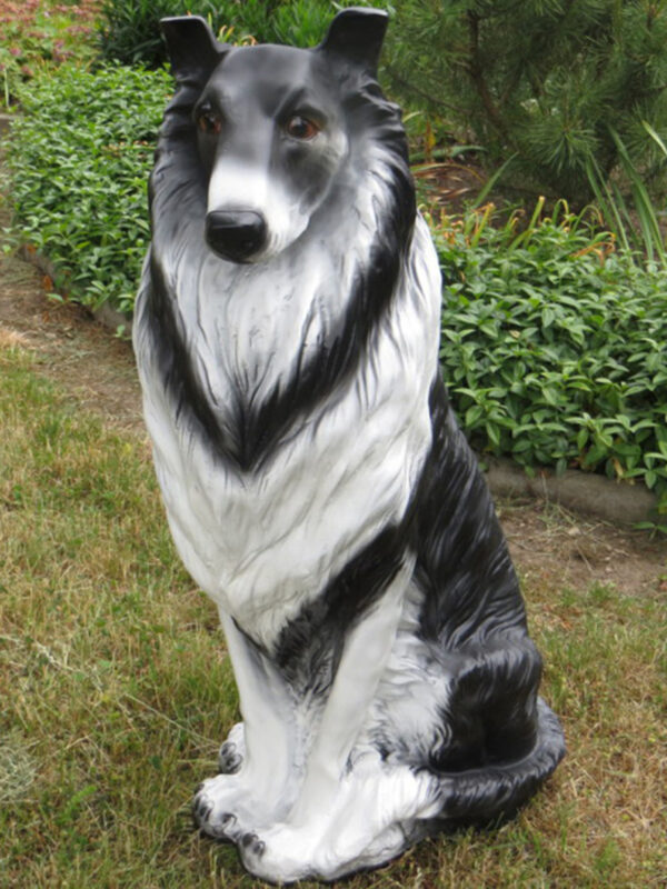 Langhaarcollie Dekohund für den Garten, sitzend, 80 cm hoch 2