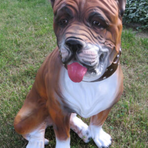 Sitzende Hundefigur Mastiff als Gartendeko, 63 cm hoch