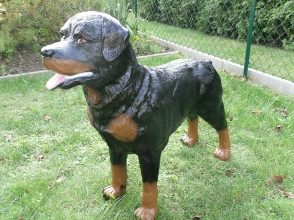 Lebensgrosser, stehender Rottweiler als Gartendeko, 70 cm hoch