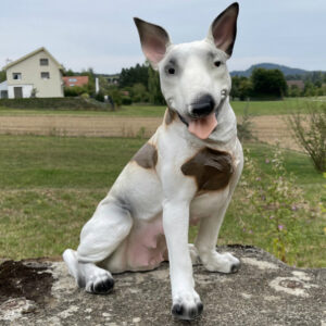 Bullterrier Deko für draussen und drinnen, sitzend, 50 cm hoch 1