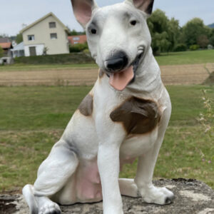 Bullterrier Deko für draussen und drinnen, sitzend, 50 cm hoch