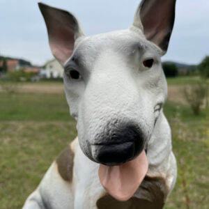 Sitzender Bullterrier als Deko für draussen und drinnen, H: 50cm 1
