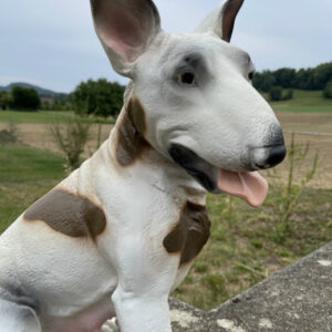 Sitzender Bullterrier als Deko für draussen und drinnen, H: 50cm 3