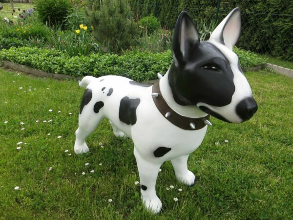 Bullterrier gross mit Stachelhalsband als Gartendeko, H: 80 cm 5