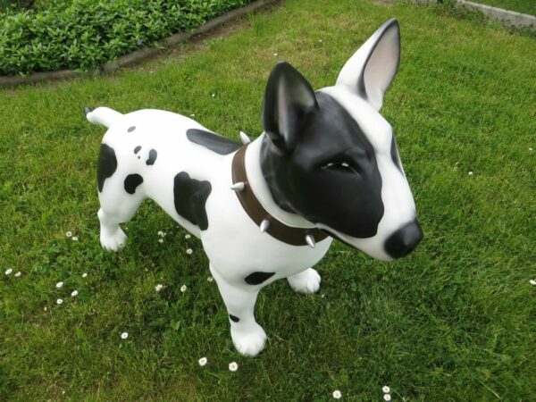 Bullterrier gross mit Stachelhalsband als Gartendeko, H: 80 cm 4