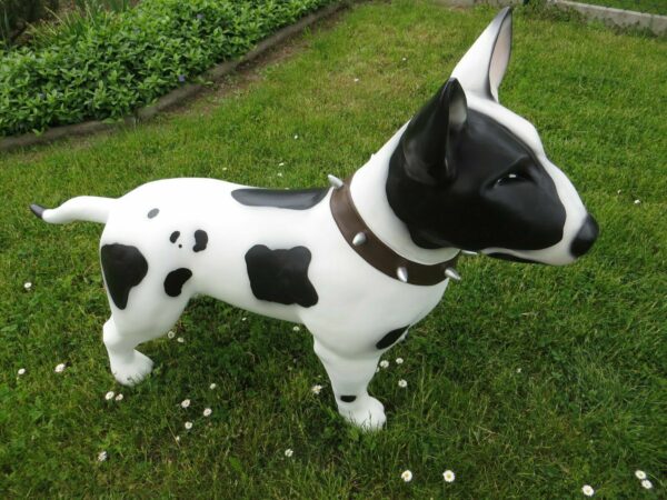 Bullterrier gross mit Stachelhalsband als Gartendeko, H: 80 cm 3