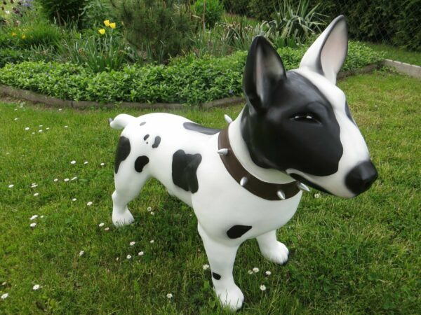 Bullterrier gross mit Stachelhalsband als Gartendeko, H: 80 cm 2