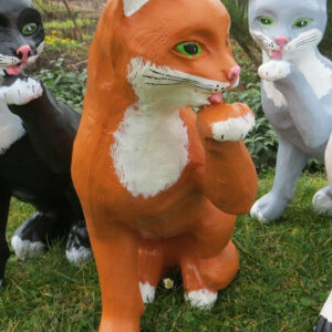 Katzenfigur Deko, Pfote leckend, verschiedene Farben, H:50 cm 3