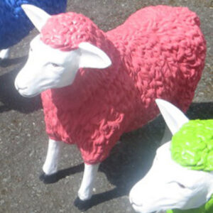 Grosse Dekofigur Schaf in Pink, 60 cm hoch