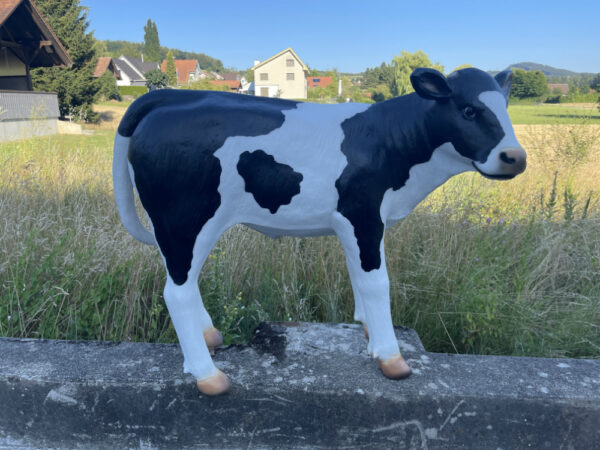 Kalb Figur lebensgross, schwarz-weiss, 100 cm hoch 3