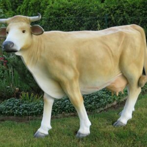 Gartenfigur Kuh lebensgross, 170 cm hoch, falb (hellbraun-beige) 2