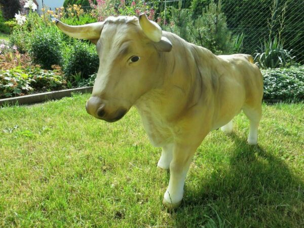 Deko Stier Figur für den Garten, beige, 65 cm hoch 3