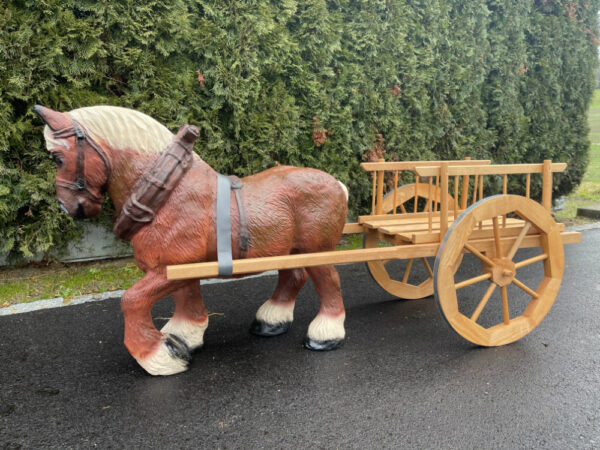 Pferdefigur Deko mit 1-Achsigem Wagen, 160 cm lang 2