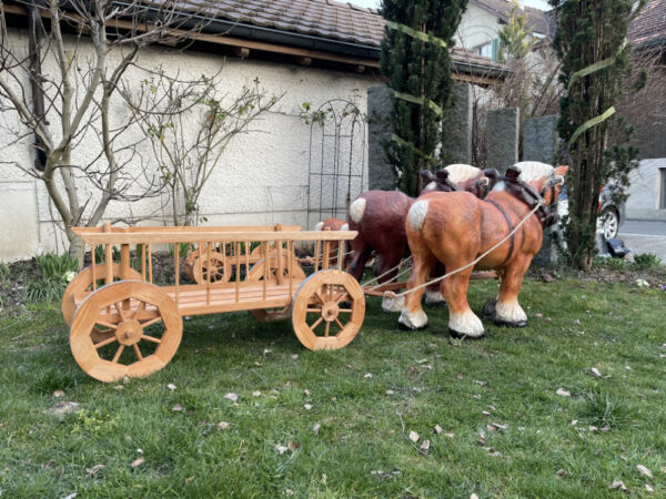 Pferde Deko Figuren mit 2-Achsigem Leiterwagen, 200 cm lang 5