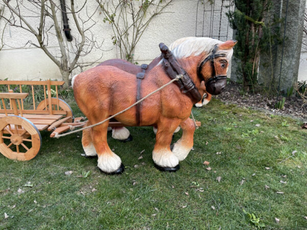 Pferde Deko Figuren mit 2-Achsigem Leiterwagen, 200 cm lang 3