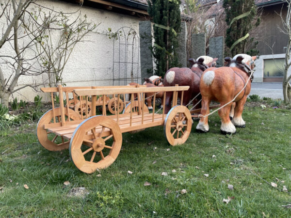 Pferde Deko Figuren mit 2-Achsigem Leiterwagen, 200 cm lang 8