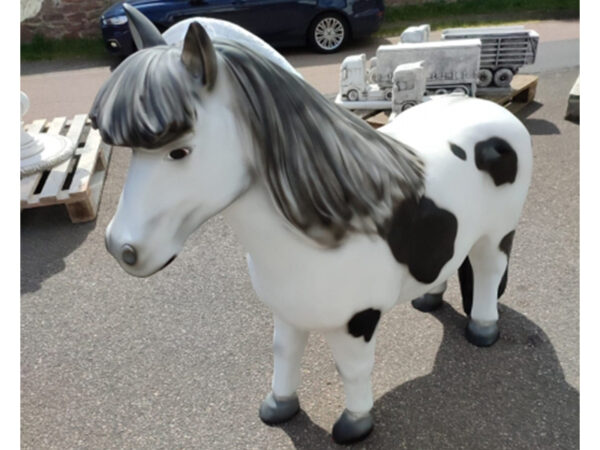 Shetland Pony lebensgross, 95 cm hoch, weiss-schwarz 3