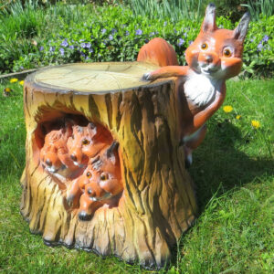 Eichhörnchenfamilie im Baumstamm, Gartendeko, 38 cm hoch 5