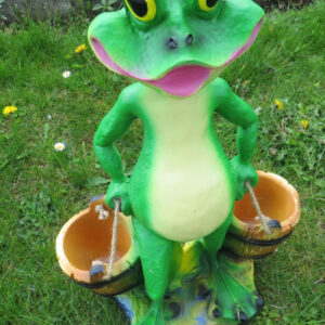 Frosch Gartendekofigur mit 2 Eimern, 50 cm hoch