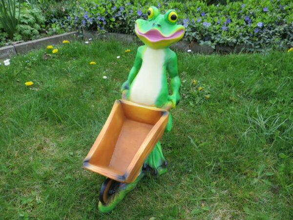 Froschfigur mit Schubkarre, 45 cm hoch 2