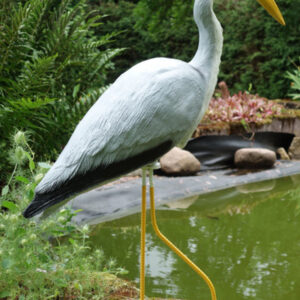 Grosse Dekofigur Fischreiher für den Garten, 95 cm hoch