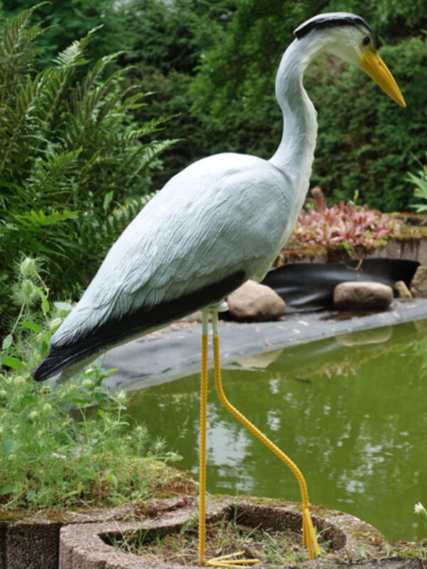 Grosse Dekofigur Fischreiher für den Garten, 95 cm hoch