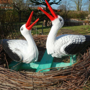 2 Klapperstörche im Nest für den Garten, Ø 80 cm 1