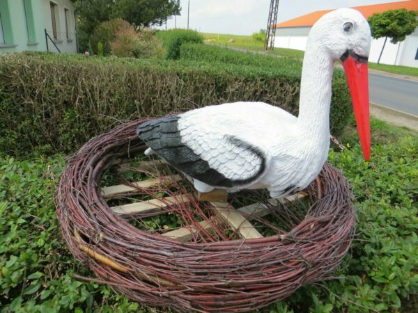 Storchenfigur im Nest als Gartendeko, Ø 80 cm 2