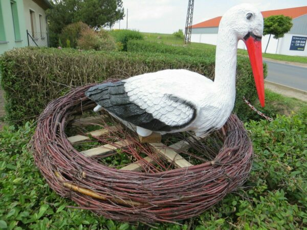 Storchenfigur im Nest als Gartendeko, Ø 80 cm 5