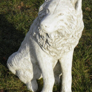 Gartenfigur aus Beton Wolf sitzend als Gartendeko, 70 cm hoch 2