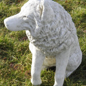 Sitzender Deko Wolf aus Beton für den Garten, 70 cm hoch 5