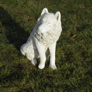 Gartenfigur aus Beton Wolf sitzend als Gartendeko, 70 cm hoch 5
