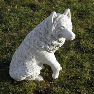 Gartenfigur aus Beton Wolf sitzend als Gartendeko, 70 cm hoch 4