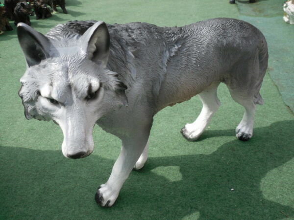 Dekofigur von einem jungen Wolf für den Garten. 60 cm lang 2