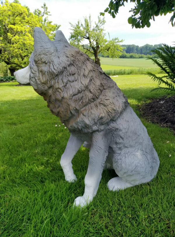 Gartendekofigur sitzender Wolf, 69 cm hoch 4